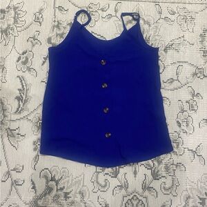 Women's Blue Tank Top with Button Detail